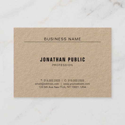 Eenvoudig minimalistisch modern elegant echt kraft visitekaartje (Achterkant)