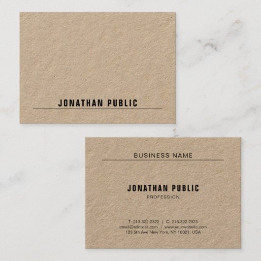 Eenvoudig minimalistisch modern elegant echt kraft visitekaartje (Voorkant / Achterkant)