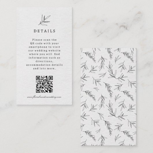 Eenvoudig minimalistisch modern Eucalyptus Olive W Informatiekaartje (Voorkant / Achterkant)