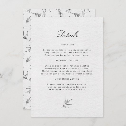 Eenvoudig minimalistisch modern Eucalyptus Olive W Informatiekaartje (Voorkant / Achterkant)