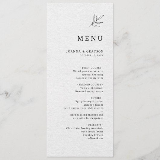 Eenvoudig minimalistisch modern Eucalyptus Olive W Menu (Voorkant)