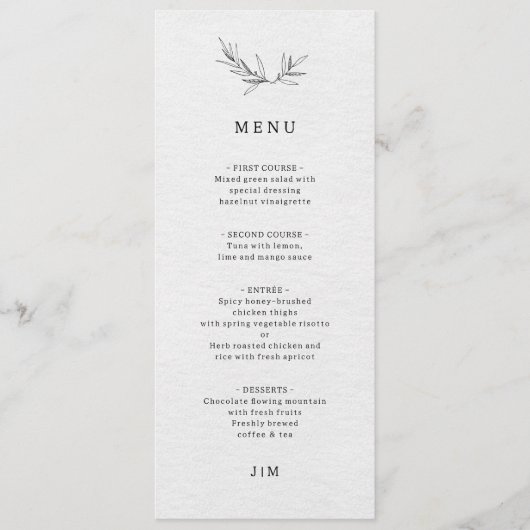 Eenvoudig minimalistisch modern Eucalyptus Olive W Menu (Voorkant)