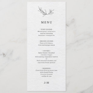 Eenvoudig minimalistisch modern Eucalyptus Olive W Menu