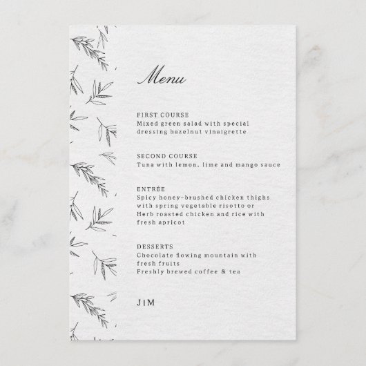 Eenvoudig minimalistisch modern Eucalyptus Olive W Menu (Voorkant)