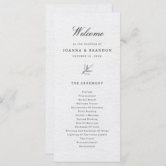 Eenvoudig minimalistisch modern Eucalyptus Olive W Programmakaart (Voorkant / Achterkant)