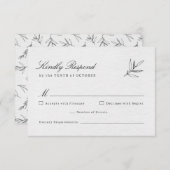 Eenvoudig minimalistisch modern Eucalyptus Olive W RSVP Kaartje (Voorkant / Achterkant)