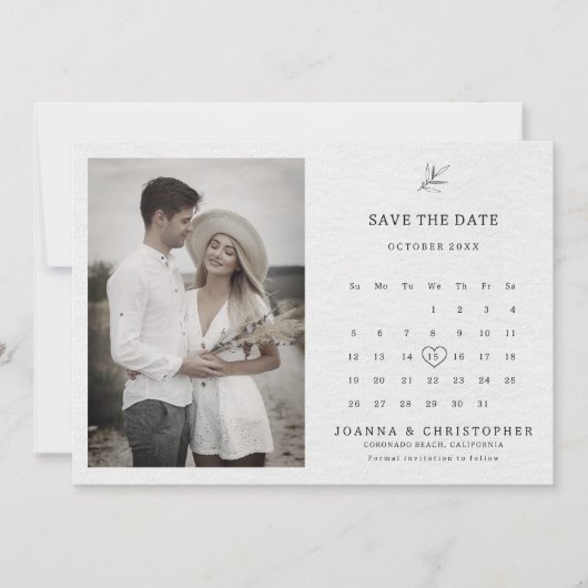 Eenvoudig minimalistisch modern Eucalyptus Olive W Save The Date (Voorkant)