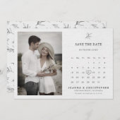 Eenvoudig minimalistisch modern Eucalyptus Olive W Save The Date (Voorkant / Achterkant)