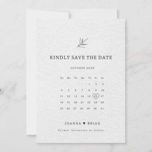Eenvoudig minimalistisch modern Eucalyptus Olive W Save The Date (Voorkant)