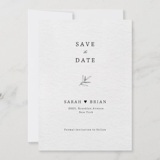 Eenvoudig minimalistisch modern Eucalyptus Olive W Save The Date (Achterkant)