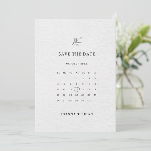 Eenvoudig minimalistisch modern Eucalyptus Olive W Save The Date (Staand voorkant)