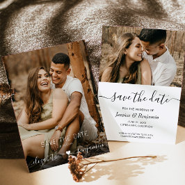 Eenvoudig minimalistisch modern fotohuwelijk save the date