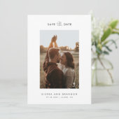 Eenvoudig minimalistisch modern fotoscript Bourgun Save The Date (Staand voorkant)