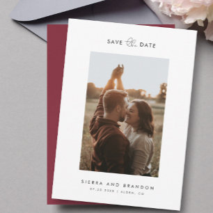 Eenvoudig minimalistisch modern fotoscript Bourgun Save The Date