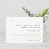 Eenvoudig minimalistisch, modern Gold Cross-Baptis Kaart (Staand voorkant)