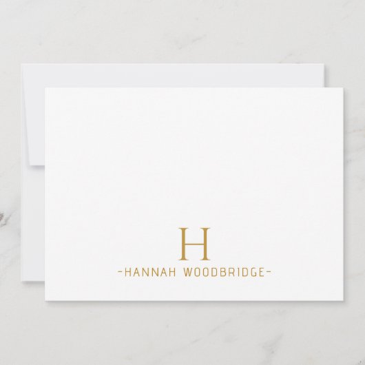 Eenvoudig minimalistisch modern goudmonogram notitiekaartje (Voorkant)