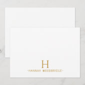 Eenvoudig minimalistisch modern goudmonogram notitiekaartje (Voorkant / Achterkant)