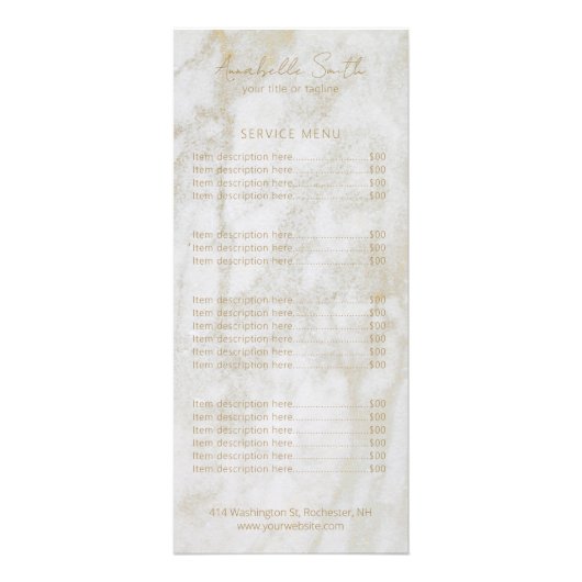 Eenvoudig minimalistisch modern legant Gold Marble Reclamekaart (Voorkant)