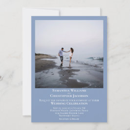 Eenvoudig minimalistisch modern lichtblauw fotohuw kaart