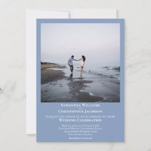 Eenvoudig minimalistisch modern lichtblauw fotohuw kaart