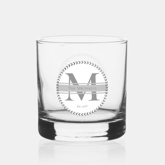 Eenvoudig minimalistisch modern monogram en famili whisky glas (Achterkant)