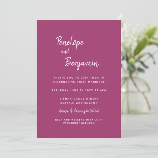 Eenvoudig minimalistisch modern orchidee huwelijk kaart (Staand voorkant)