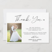 Eenvoudig minimalistisch modern script 2 foto's br bedankkaart (Voorkant)