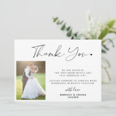 Eenvoudig minimalistisch modern script 2 foto's br bedankkaart (Staand voorkant)