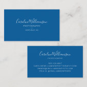 Eenvoudig minimalistisch modern script blauw visitekaartje (Voorkant / Achterkant)