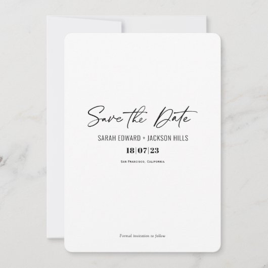 Eenvoudig minimalistisch modern script De datum op Kaart (Voorkant)