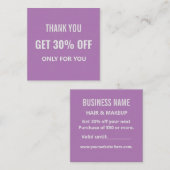 Eenvoudig minimalistisch modern trendy Paarse & wi Kortingskaartje (Voorkant / Achterkant)