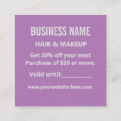 Eenvoudig minimalistisch modern trendy Paarse & wi Kortingskaartje (Achterkant)