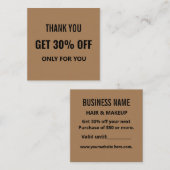 Eenvoudig Minimalistisch Modern Trendy Zwart & Bru Kortingskaartje (Voorkant / Achterkant)