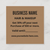 Eenvoudig Minimalistisch Modern Trendy Zwart & Bru Kortingskaartje (Achterkant)