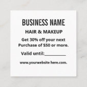 Eenvoudig Minimalistisch Modern Trendy Zwart & Wit Kortingskaartje (Achterkant)