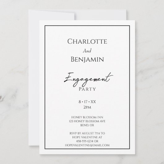 Eenvoudig minimalistisch modern verlovingsfeest kaart (Voorkant)
