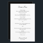 Eenvoudig Minimalistisch Modern Wedding Menu<br><div class="desc">Het eenvoudige trouwmenu met een minimaal ontwerp in zwart-wit met de kopbal en uw namen in een elegante manuscriptdoopvont. De doopvonten en de rug kunnen in om het even welke kleur worden veranderd u door de aanpassingsknoop te klikken wenst. Een eenvoudig en eenvoudig ontwerp dat nog steeds als schitterend wordt...</div>