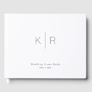 Eenvoudig minimalistisch modern wit huwelijk gastenboek