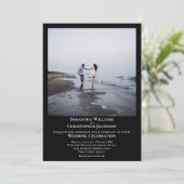 Eenvoudig minimalistisch modern zwart fotohuwelijk kaart (Staand voorkant)