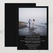 Eenvoudig minimalistisch modern zwart fotohuwelijk kaart (Voorkant / Achterkant)