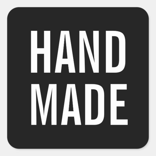 Eenvoudig minimalistisch modern zwart handgemaakt  vierkante sticker (Voorkant)
