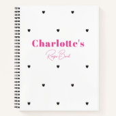 Eenvoudig minimalistisch modern zwart hart roze mo notitieboek (Voorkant)