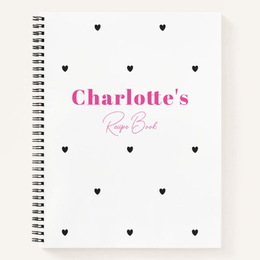 Eenvoudig minimalistisch modern zwart hart roze mo notitieboek (Voorkant)