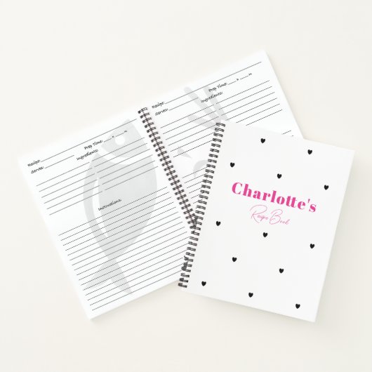 Eenvoudig minimalistisch modern zwart hart roze mo notitieboek (Binnen)