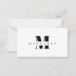 Eenvoudig minimalistisch modern zwart monogram notitiekaartje