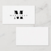 Eenvoudig minimalistisch modern zwart monogram notitiekaartje (Voorkant / Achterkant)