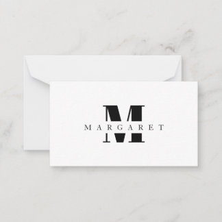 Eenvoudig minimalistisch modern zwart monogram notitiekaartje