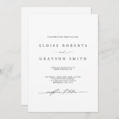 Eenvoudig minimalistisch modern zwart-wit huwelijk kaart (Voorkant / Achterkant)