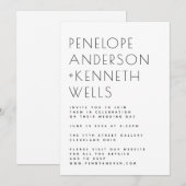 Eenvoudig minimalistisch modern zwart-wit huwelijk kaart (Voorkant / Achterkant)