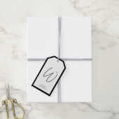 Eenvoudig minimalistisch modern zwart-wit zwart-wi cadeaulabel (Met Touw)